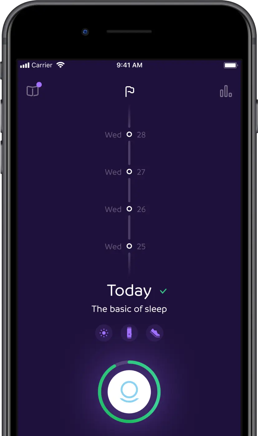 A photo wireframe showing a screenshot from Remedee app. It's a sleep and health diary.