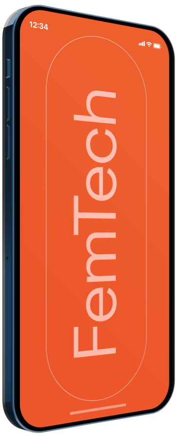 A smartphone against a bright red background. A phone screen shows a simple graphic with the word